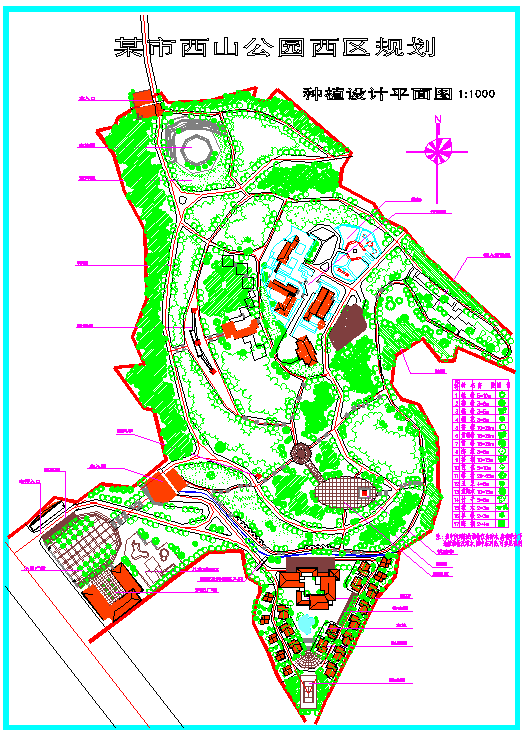 某市西山公园西区规划种植设计平面图_图1