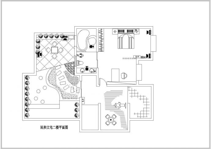 某地带小院民房室内装修设计平面绿化图_图1