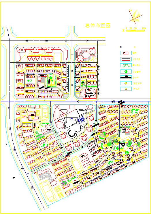 某地居住区详细规划总平面图（含图例）_图1