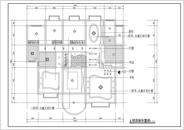 某地室内家装户型平面设计布置施工图-图四