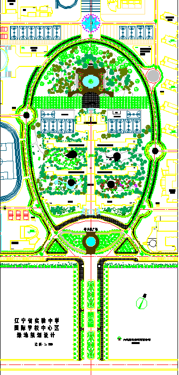 md高级中学中心区绿化详细规划图-图一