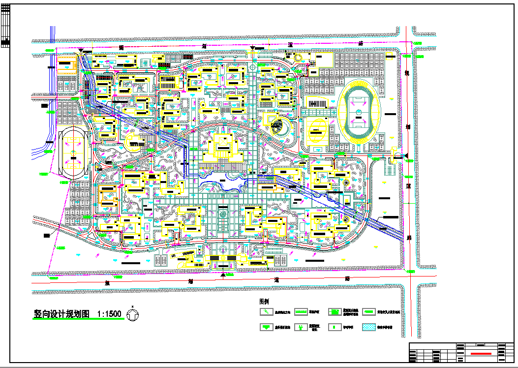 南方某大学校区详细规划图（含图例）