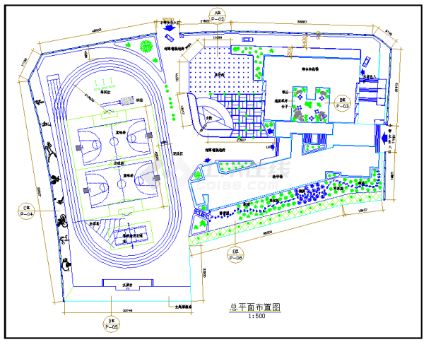 某公立小学室外环境设计图（详细）-图一