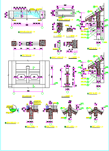 某地区亭及廊建筑设计施工图（共4张）_图1