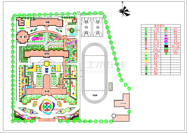 校园绿化规划设计平面图（含图例）-图一