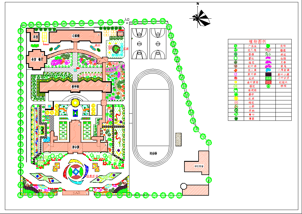 校园绿化规划设计平面图（含图例）