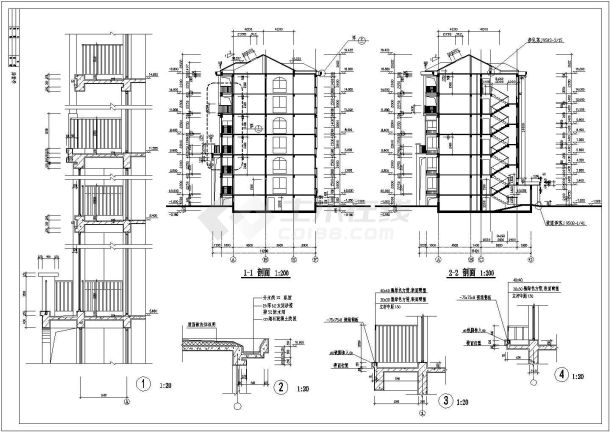 六层异型柱框架结构教室公寓楼建筑施工图-图二