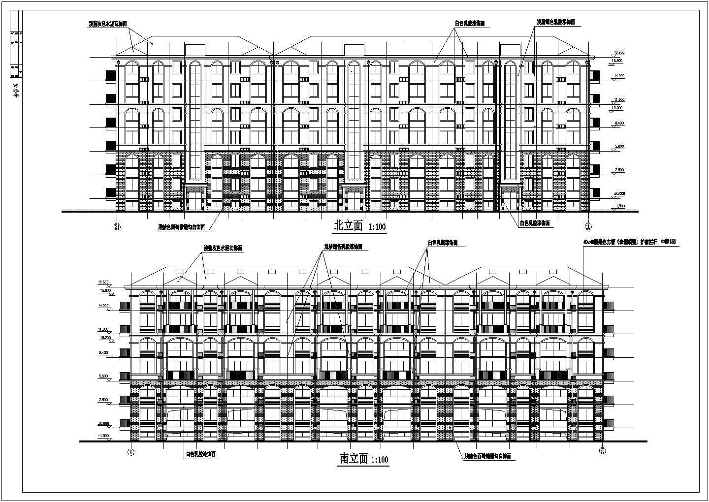 六层异型柱框架结构教室公寓楼建筑施工图