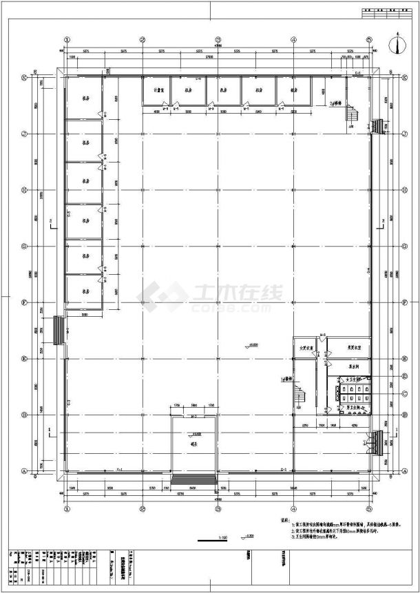 某地三层多层工业钢结构施工设计图-图一