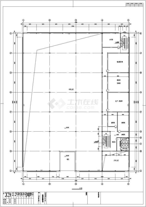 某地三层多层工业钢结构施工设计图-图二