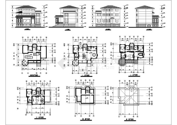 现代风格带架空层三层半独栋房屋建筑设计图-图一