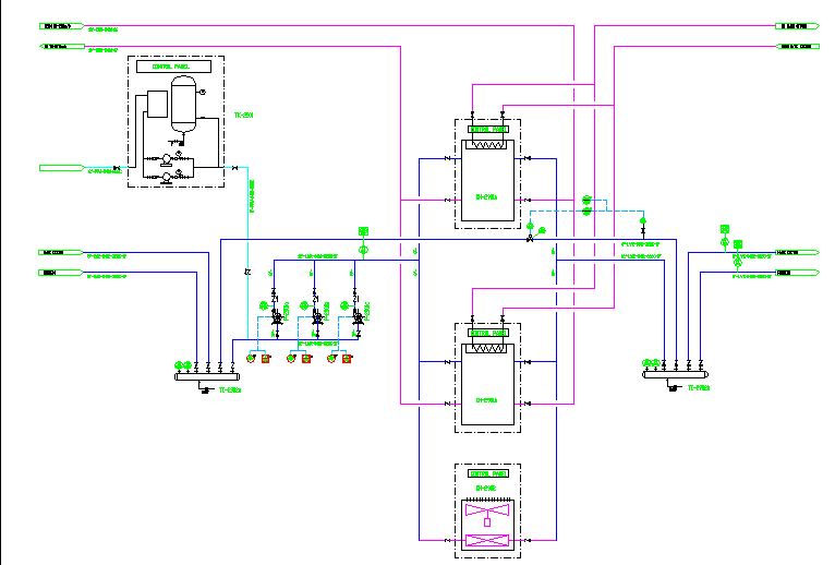 某工业厂房热水系统流程平面设计图纸