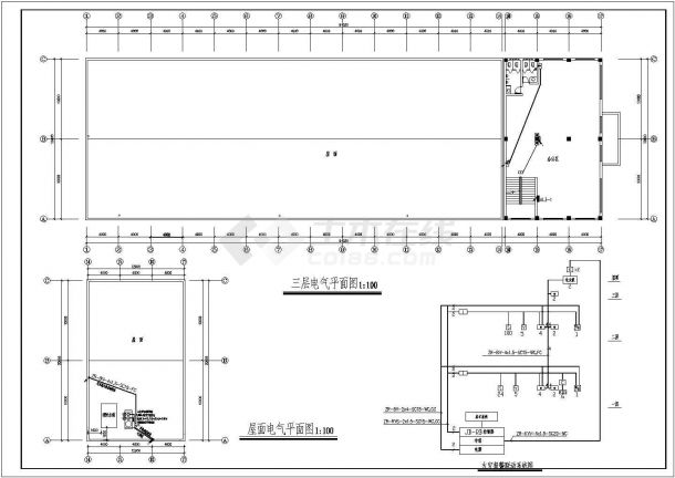 某三层厂房电气设计平面图及系统图-图一