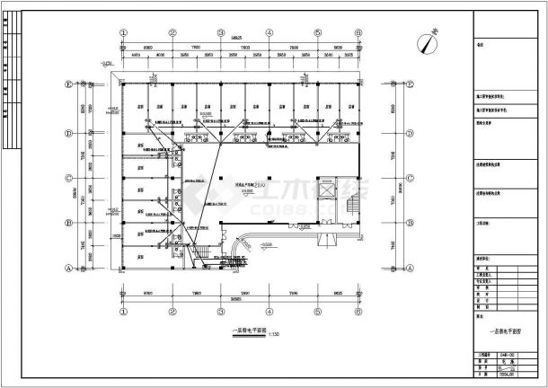某地五层厂房电气设计平面图及系统图-图一