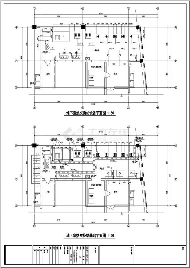 热交换机房给排水建筑施工设计图纸-图二