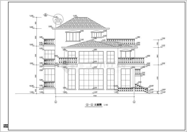 带地下室大气三层半自建别墅建筑设计图-图一