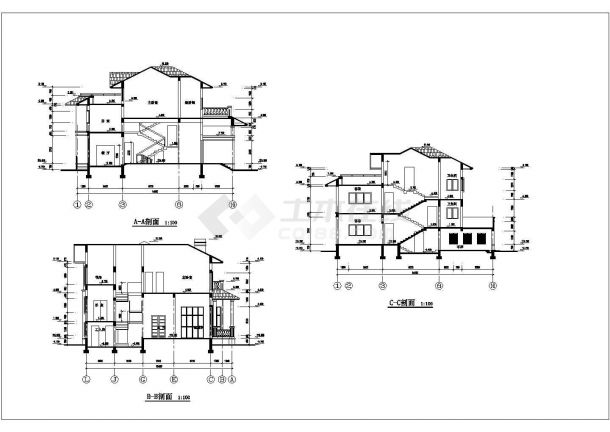 某新颖三层中空农村别墅建筑设计图纸-图二