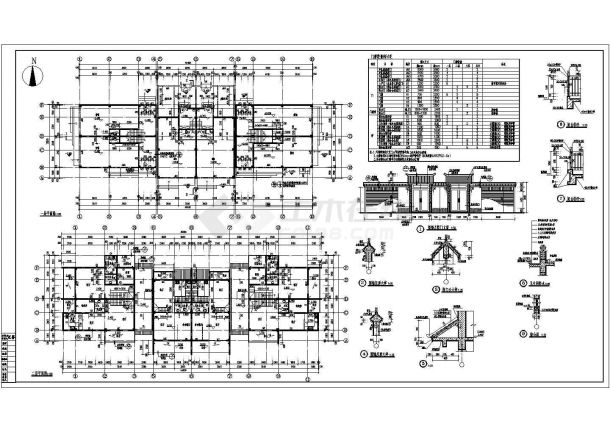 某精致住宅仿古联排建筑施工设计CAD套图-图二
