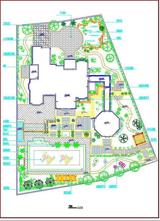某地大型豪华别墅花园景观施工设计图_图1