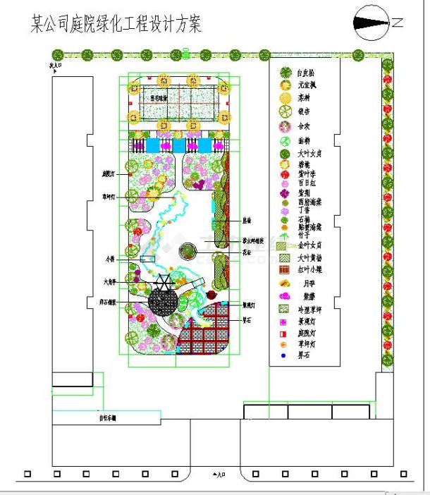 某地小型公司庭院景观绿化设计平面图-图一