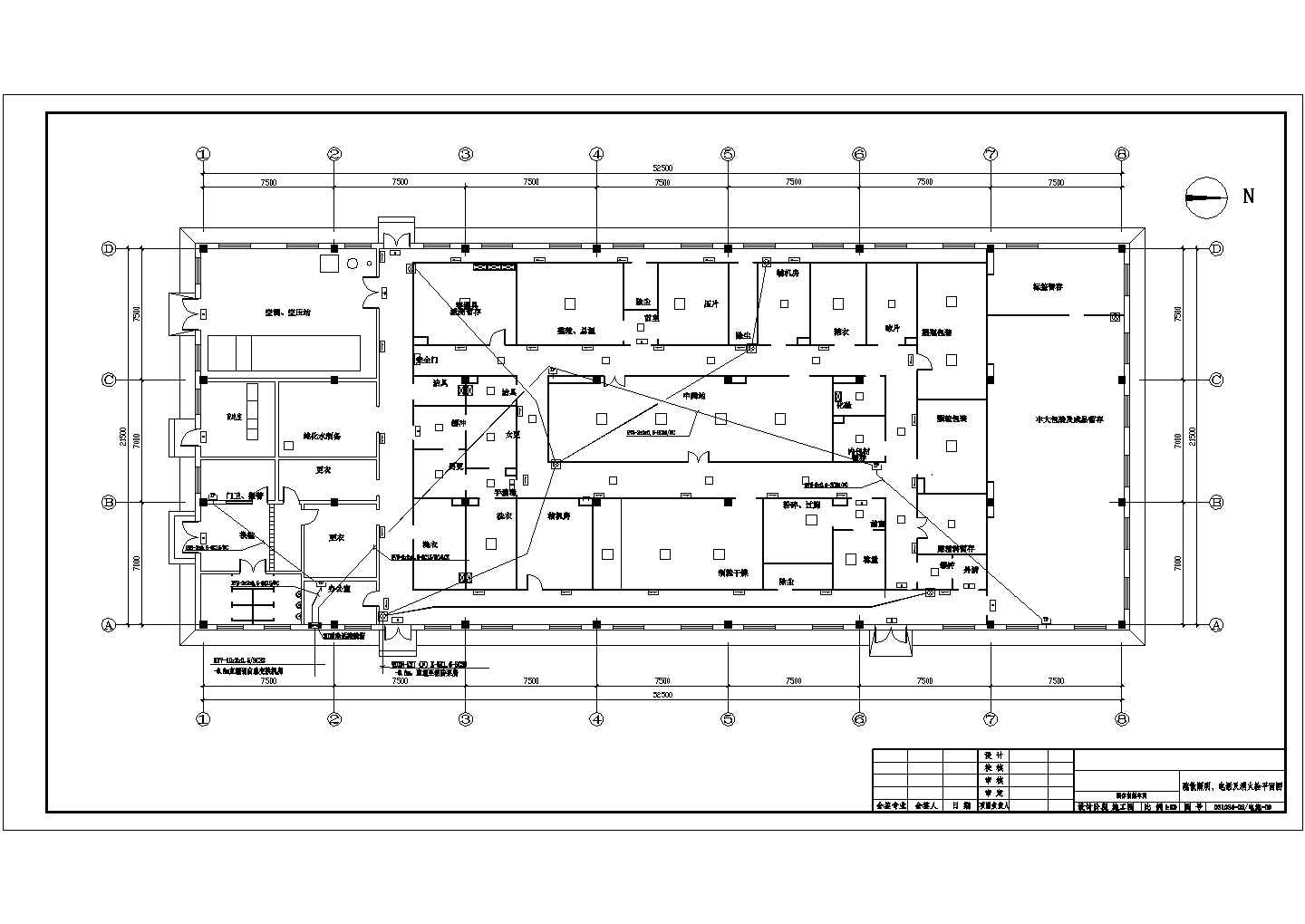 某药品厂房电气平面图及系统施工图