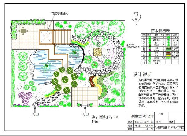 某地小型庭院设计平面图（含设计说明）-图一