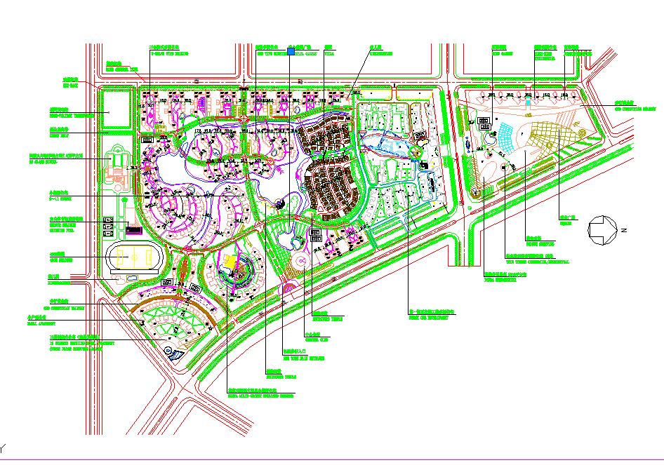 某地小型100ha住宅区规划设计总图
