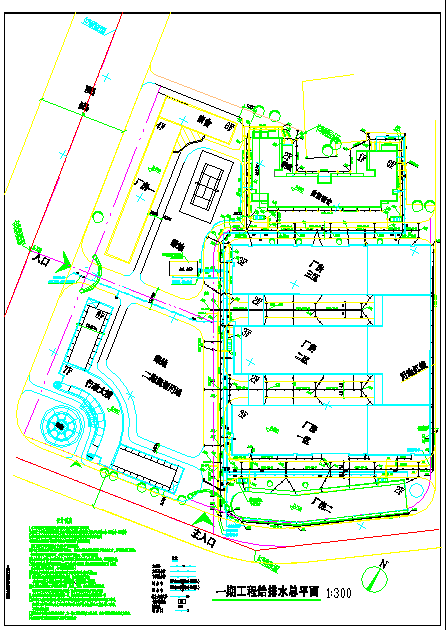 某地厂区一期工程给排水总平面设计图_图1