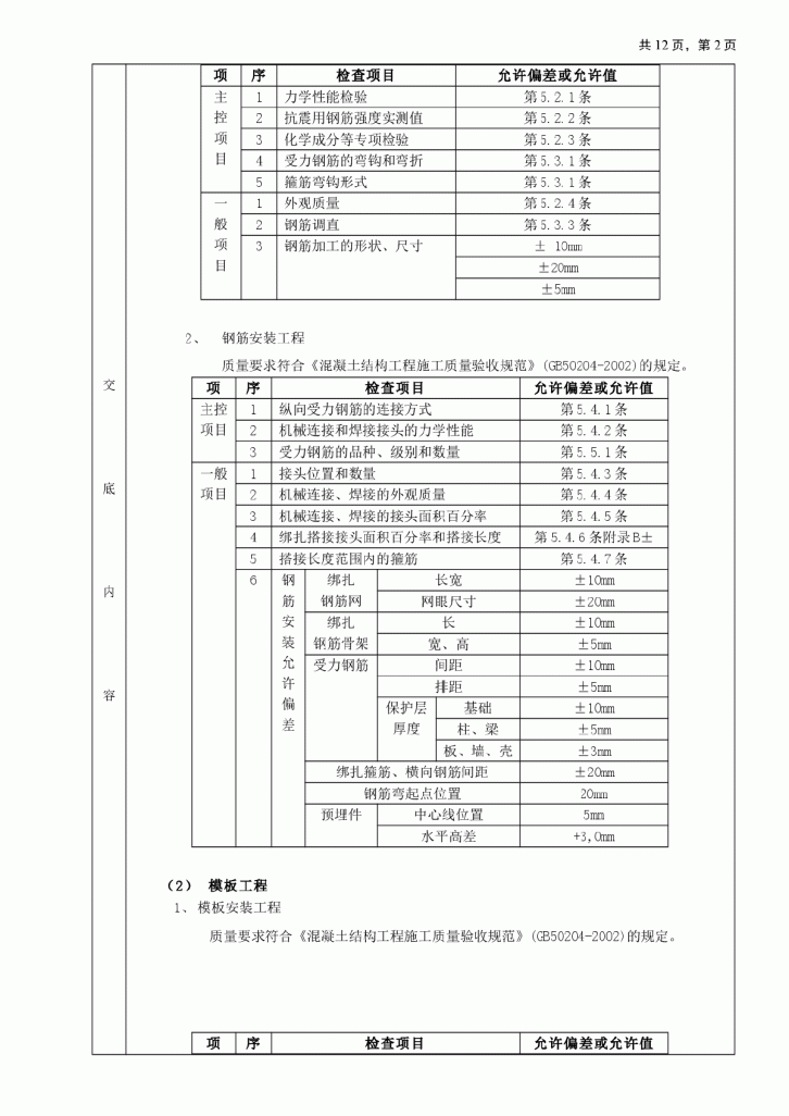 箱型基础分项工程质量技术交底卡-图二