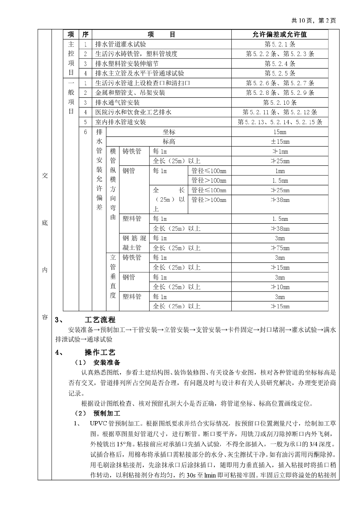 室内排水管道安装工程分项工程质量技术交底卡-图二