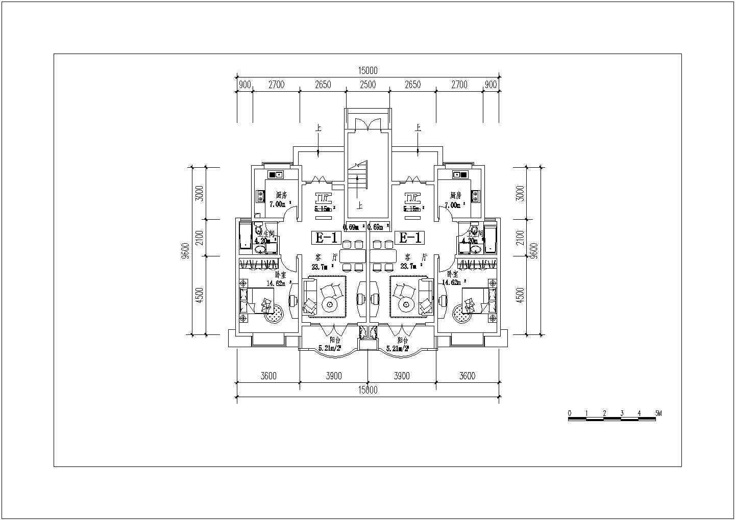 复式房型平面图建筑参考设计（共6张）