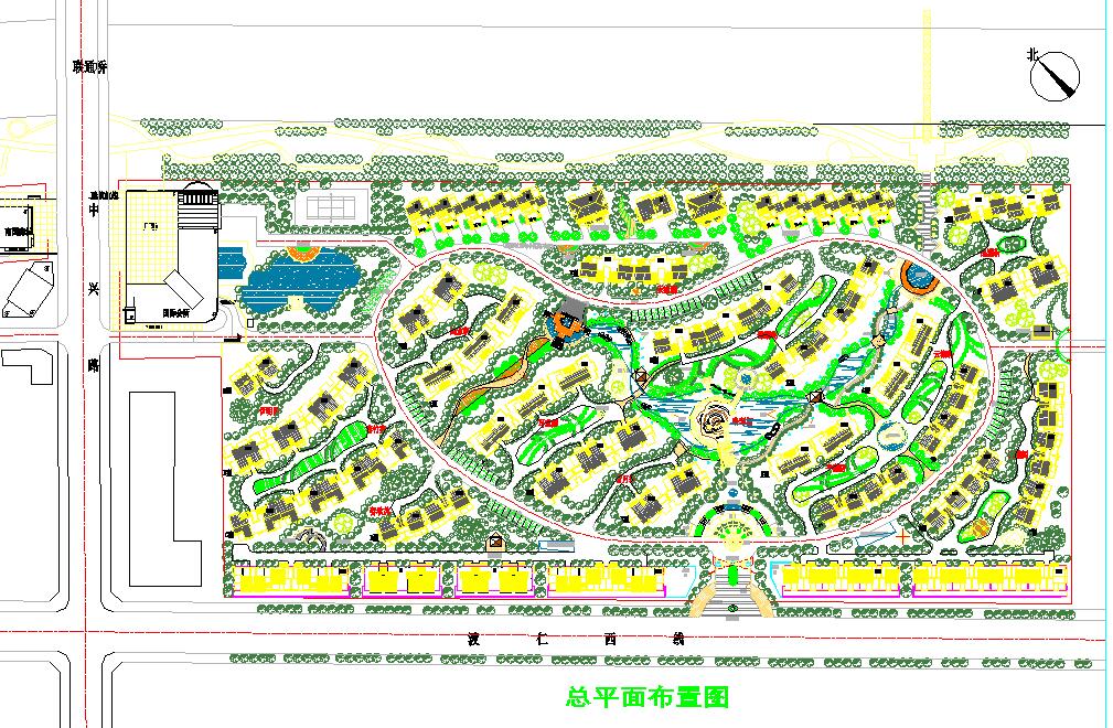 某地小型时尚高档住区园林设计总平面图