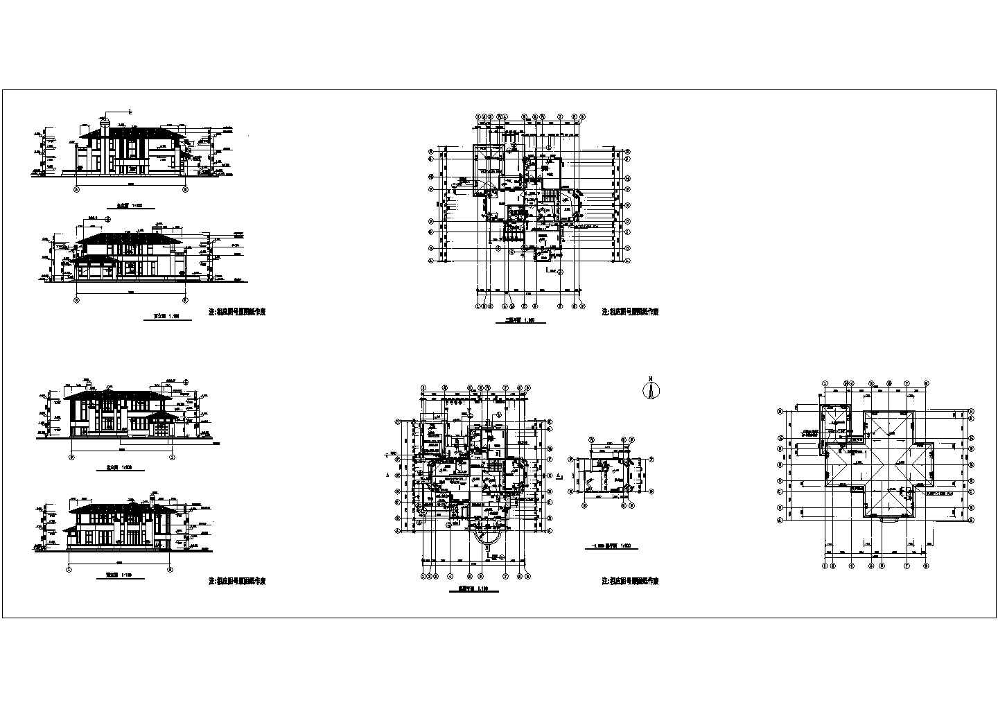 某地框架大气二层别墅建筑设计图（17x19）
