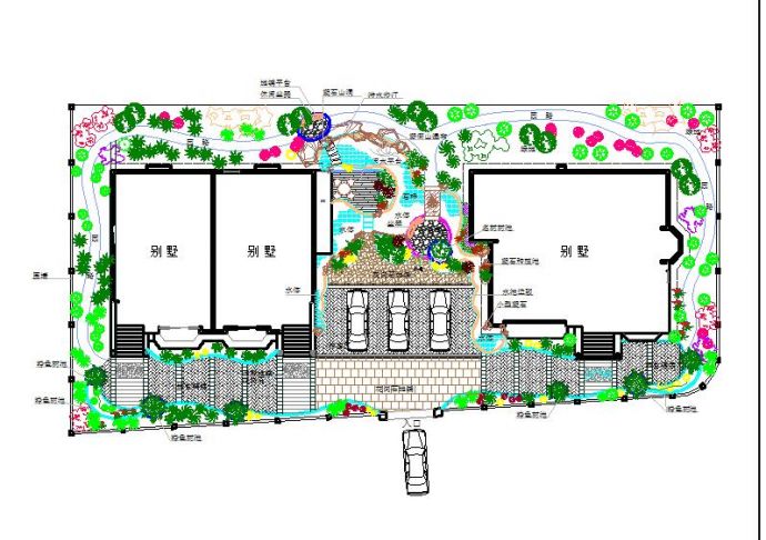 某地小型别墅园林景观方案设计图（含池塘）_图1