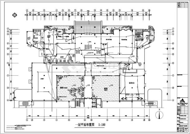 文体中心三层框架结构建筑电气设计图-图一