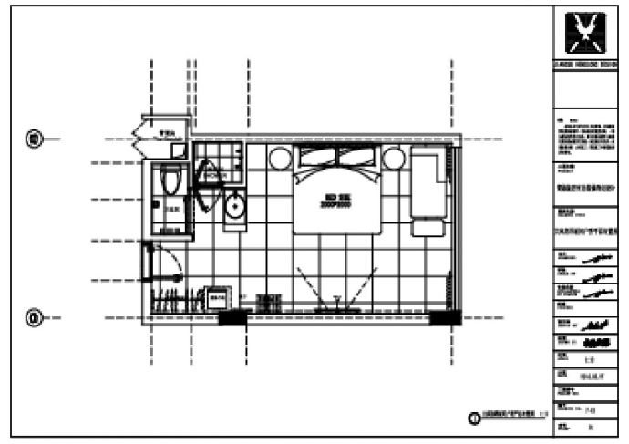 某旅居室内装修大床房平面图_图1