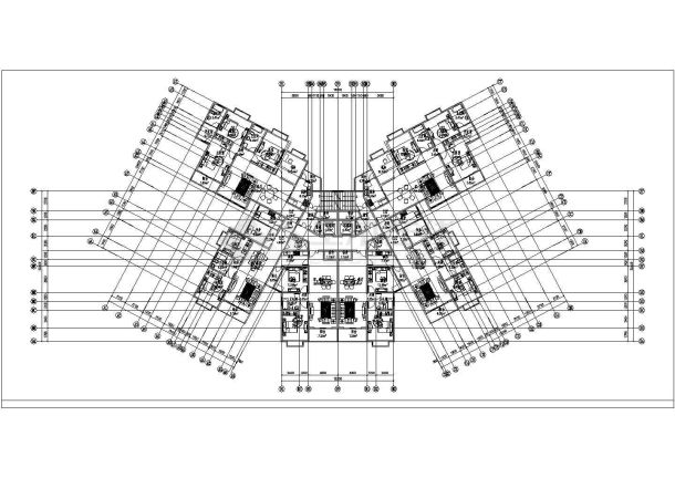 某地高层塔式户型建筑户型图（共3张）-图一