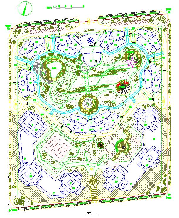 某地世界贸易中心园林景观规划总图_图1