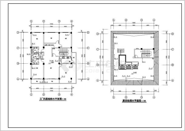 某私人四层住宅楼框架结构给排水设计图-图二