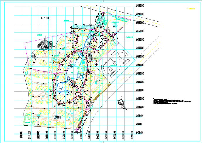 某城市大型住宅小区给排水总平面图_图1