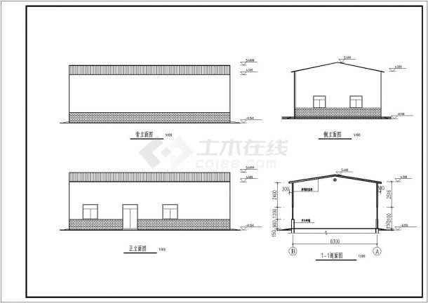 某公司一号仓库锅炉房建筑施工全图-图一