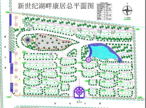 某地小型农村居住区总平面图（含指标）-图一