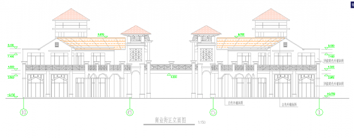 某地商业街建筑立面设计图（共4张）_图1
