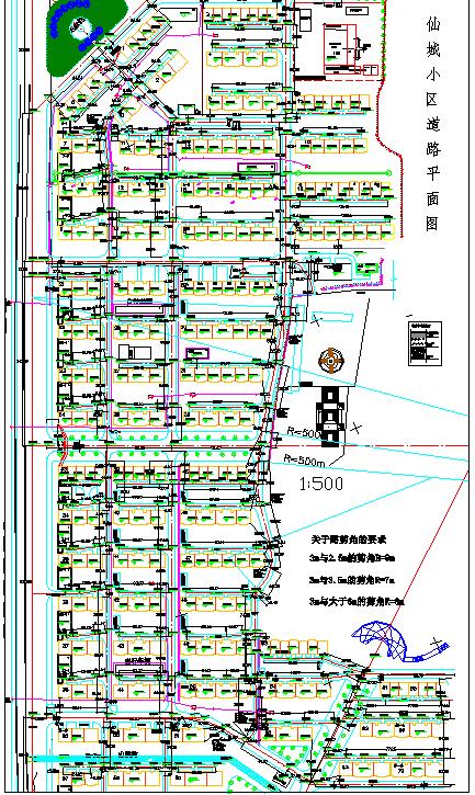 某地小型仙城道路景观设计规划平面图_图1