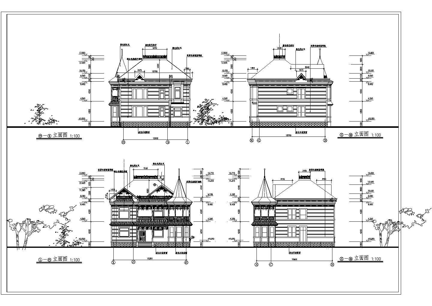 俄罗斯风格二层独栋别墅建筑设计图