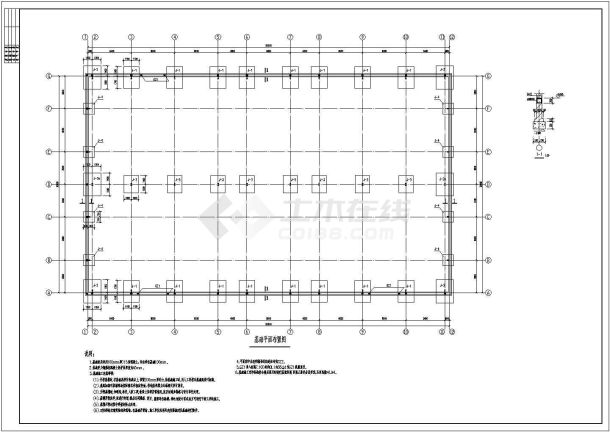 某地轻型钢结构厂房建筑结构施工图-图一