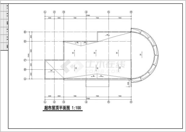 某地区小型超市建筑设计图（共7张）-图一