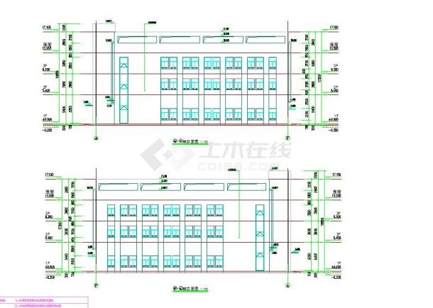 某市工厂标准三层厂房平面施工设计图-图二