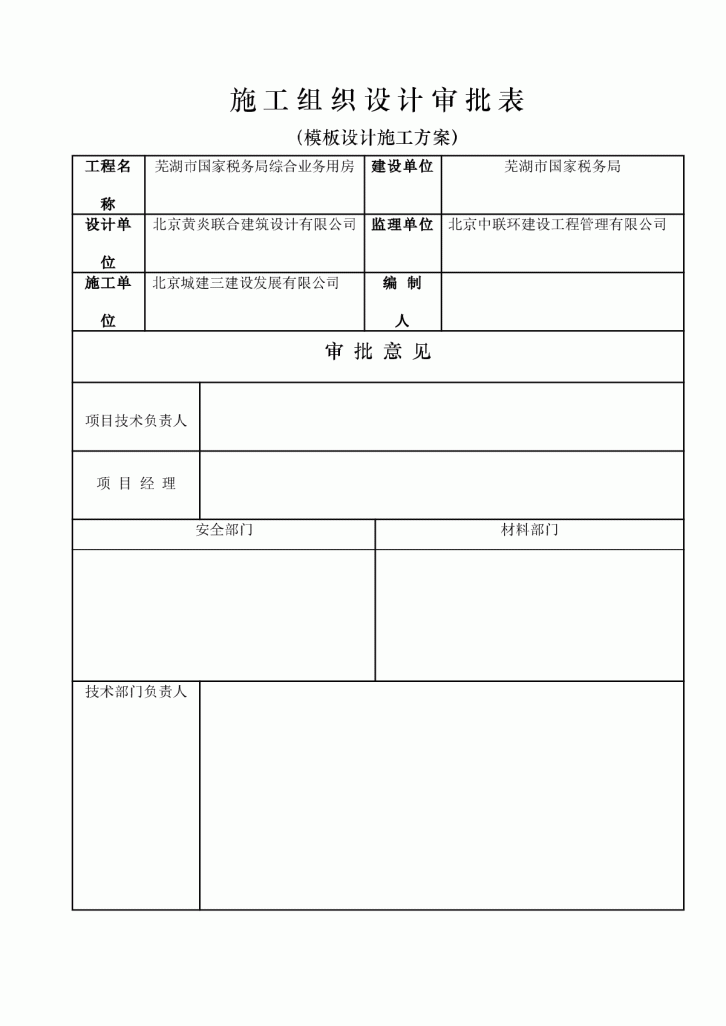 施工方案审批表整理