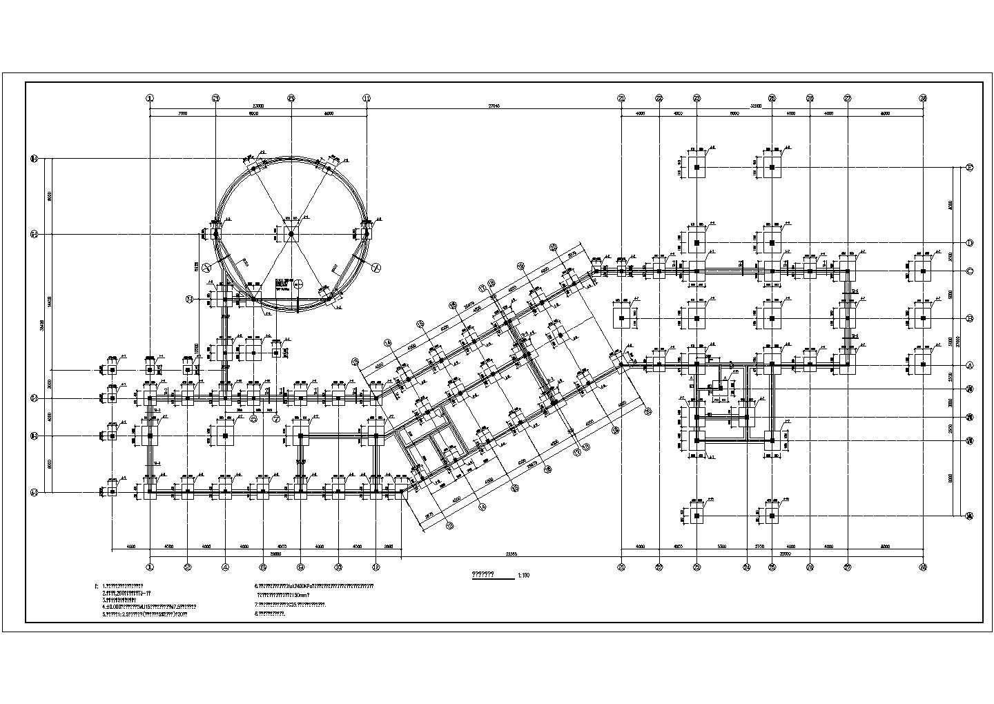 某地小区会所框架结构设计施工图纸